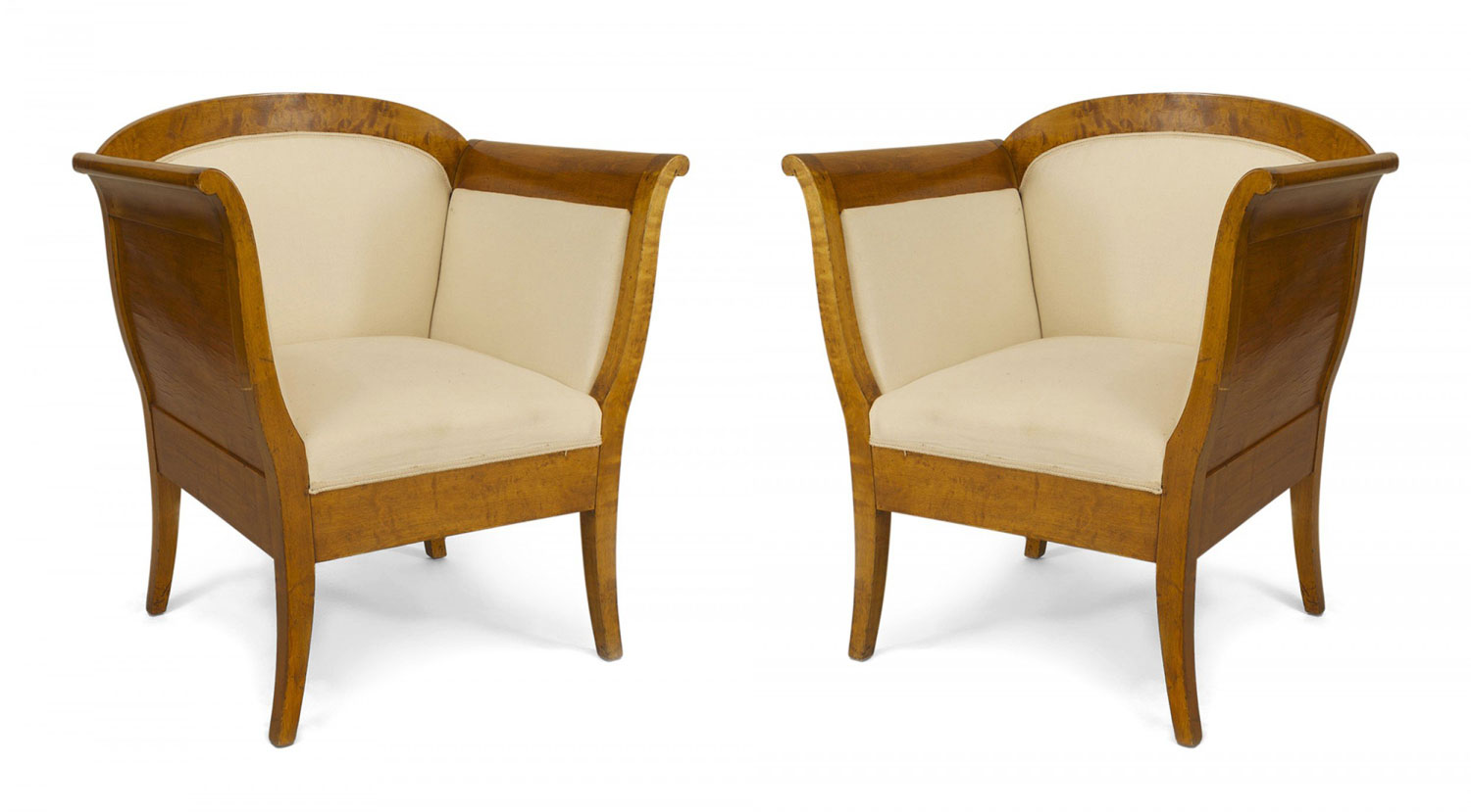 Swedish biedermeier birch bergeres arm chairs 1