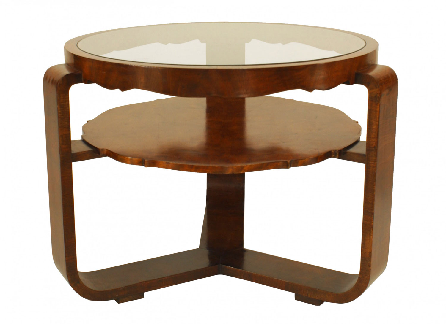 Italian burl walnut circular coffee table