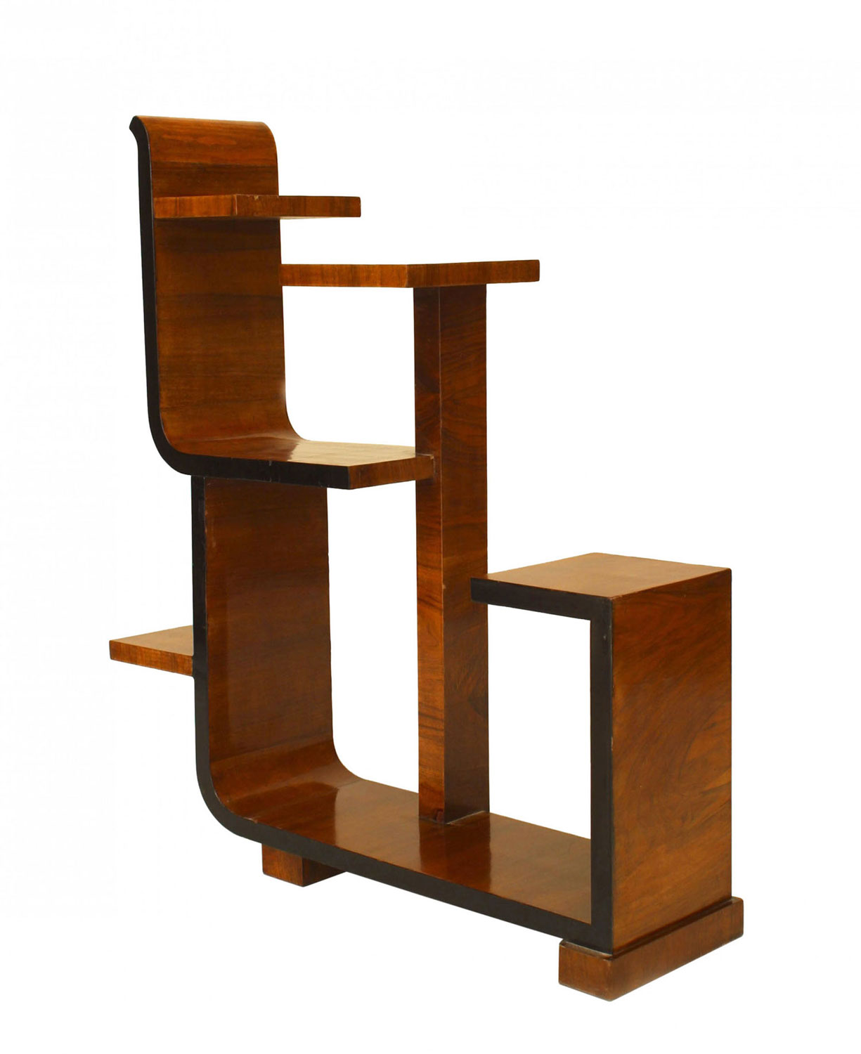 French art deco walnut tier table