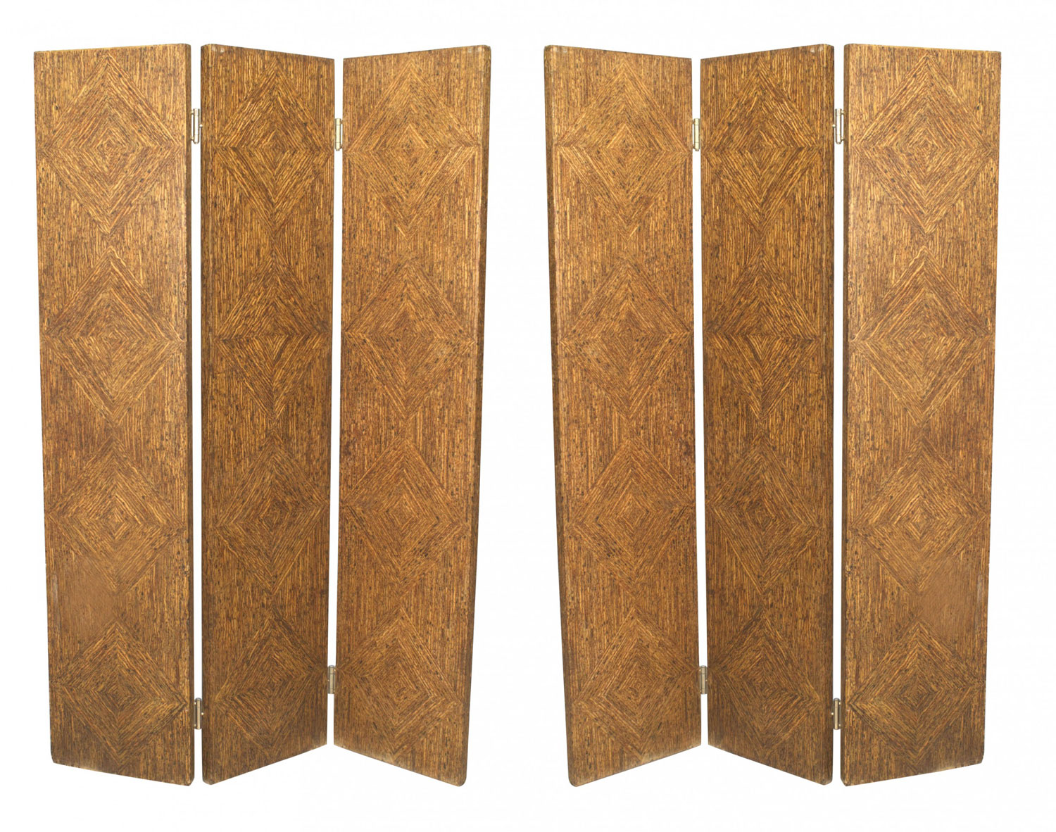 Art moderne painted 3 fold screen