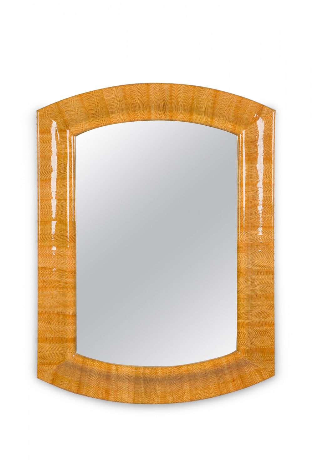 Karl springer american mid century light brown snakeskin frame wall mirror