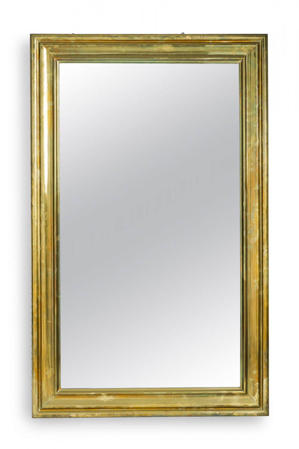 Mid century rectangular ogee brass veneer bistro wall mirror