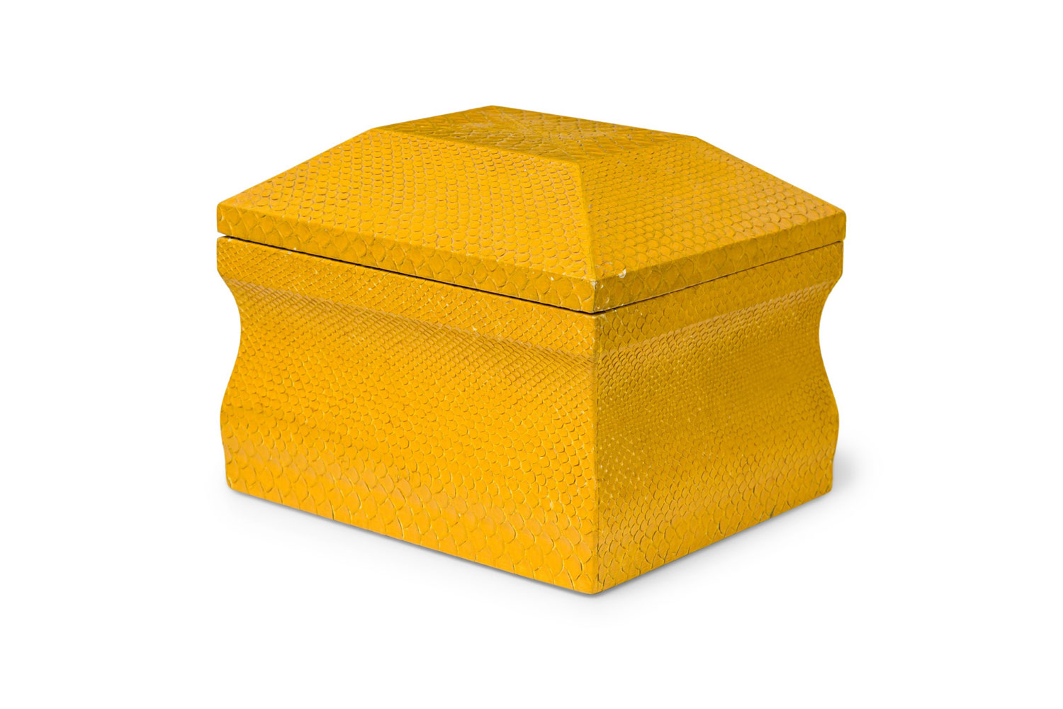 Karl springer american mid century lemon yellow python skin jewelry box