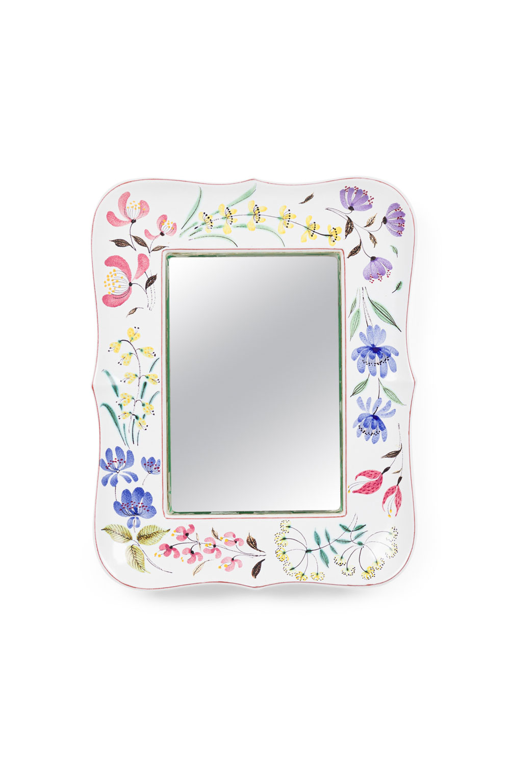 Stig lindberg of gustavsberg scandinavian mid century floral ribbon faience mirror