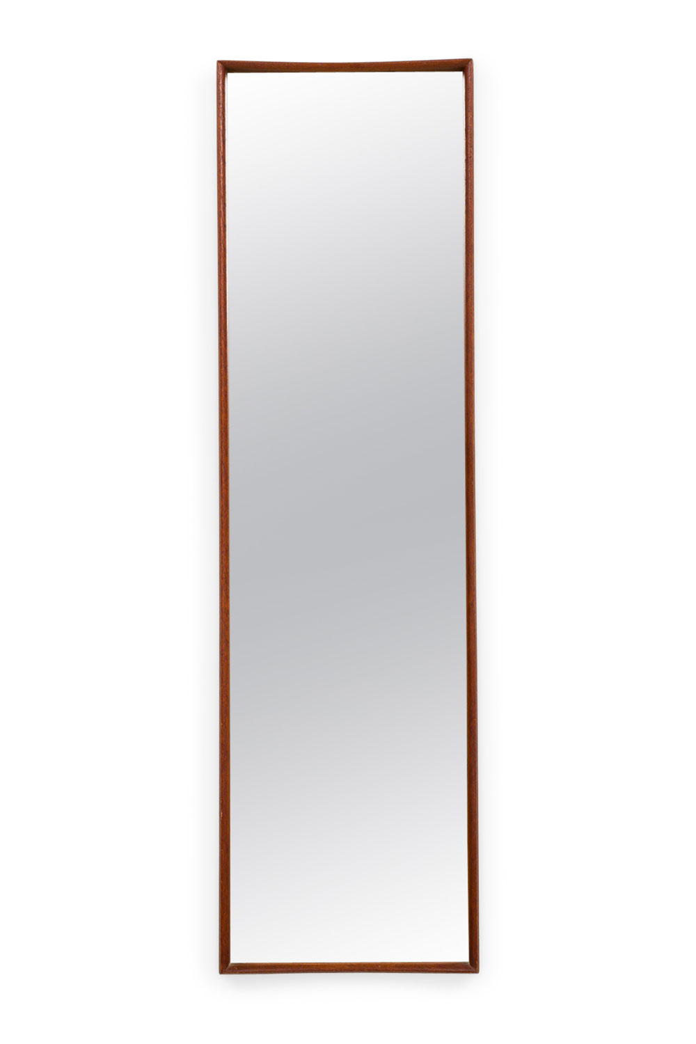 Ab glas and trä swedish mid century tall teak framed entry mirror