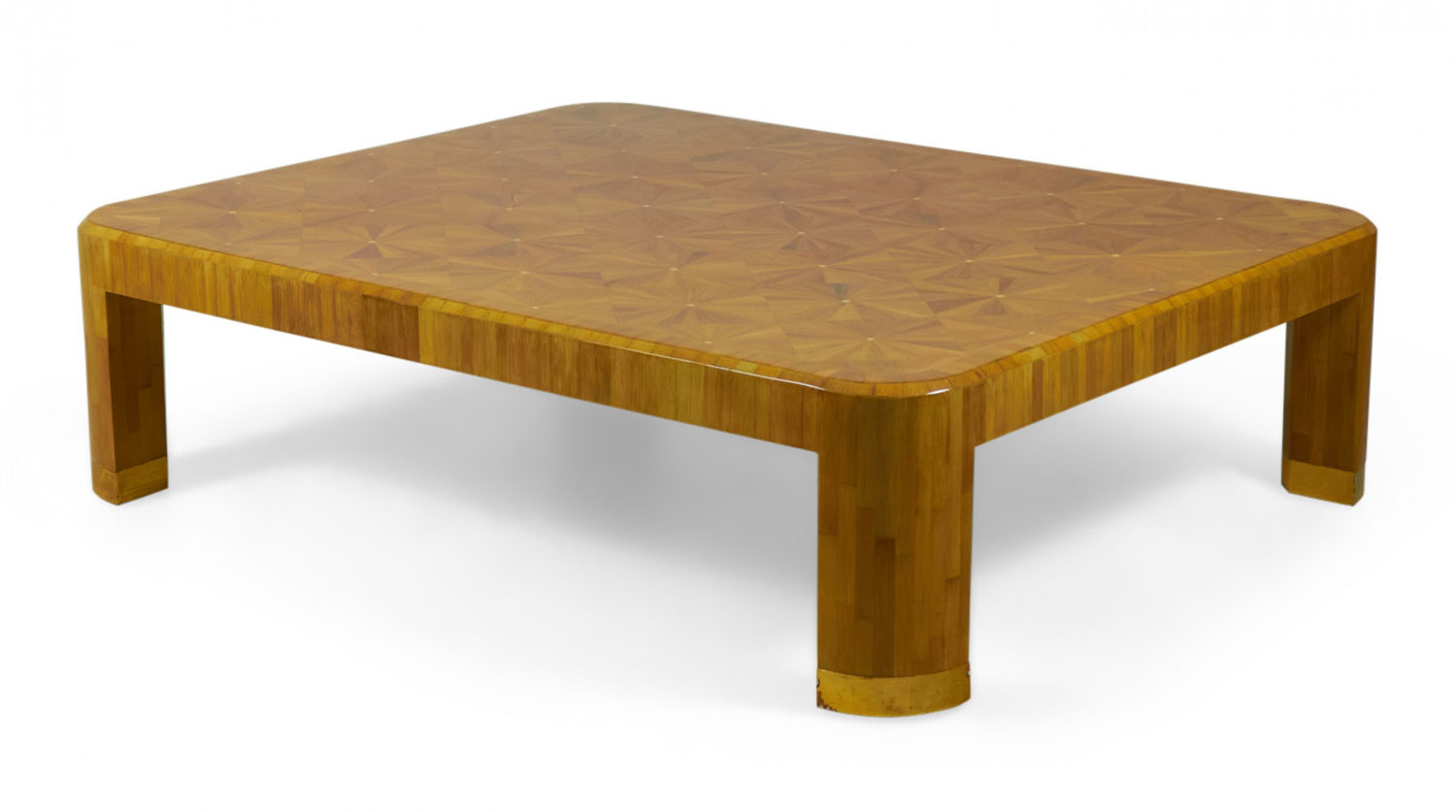 Ron Seff American High Style Straw Starburst Marquetry Cocktail Coffee Table