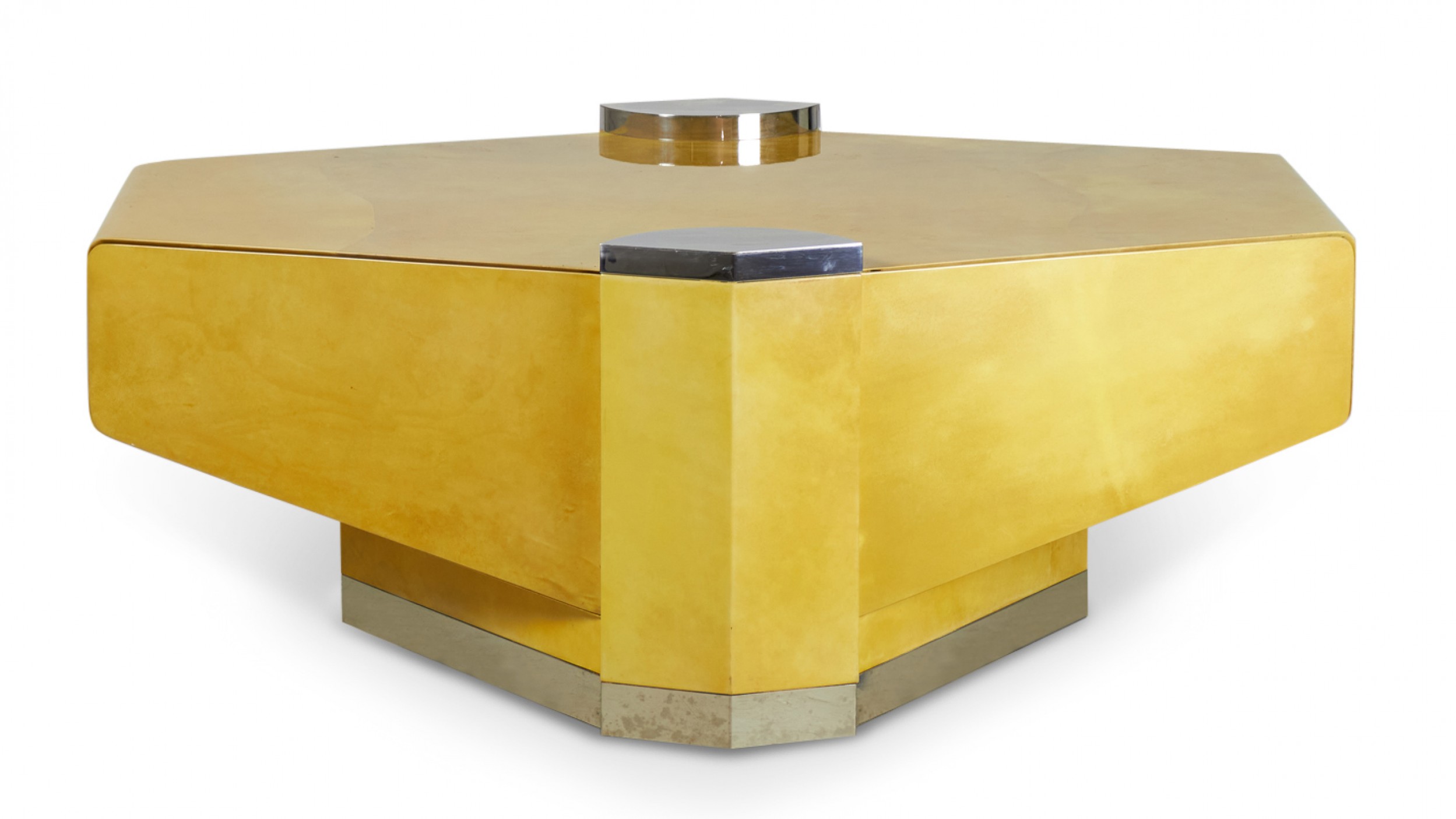 Lorin Marsh American High Style Concorde Parchment and Chrome Articulating Cocktail Coffee Table