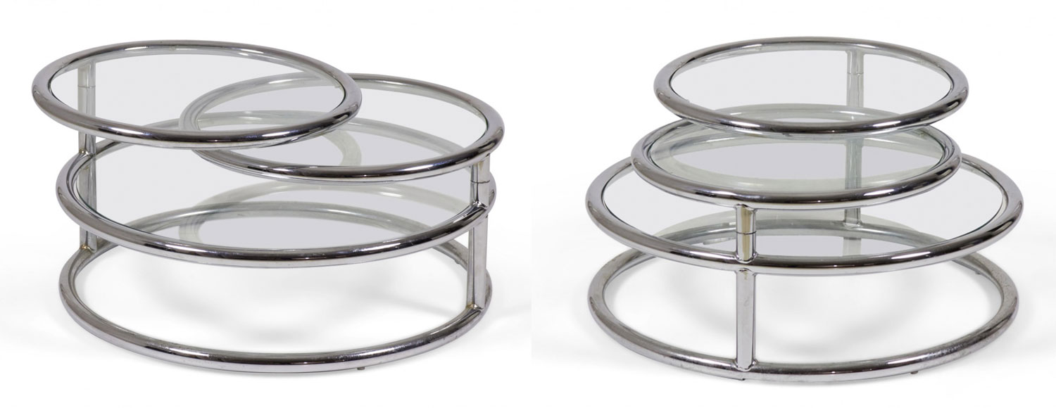 Morex Italian Mid Century Space Age Convertible Articulating Chrome Cocktail Coffee Table