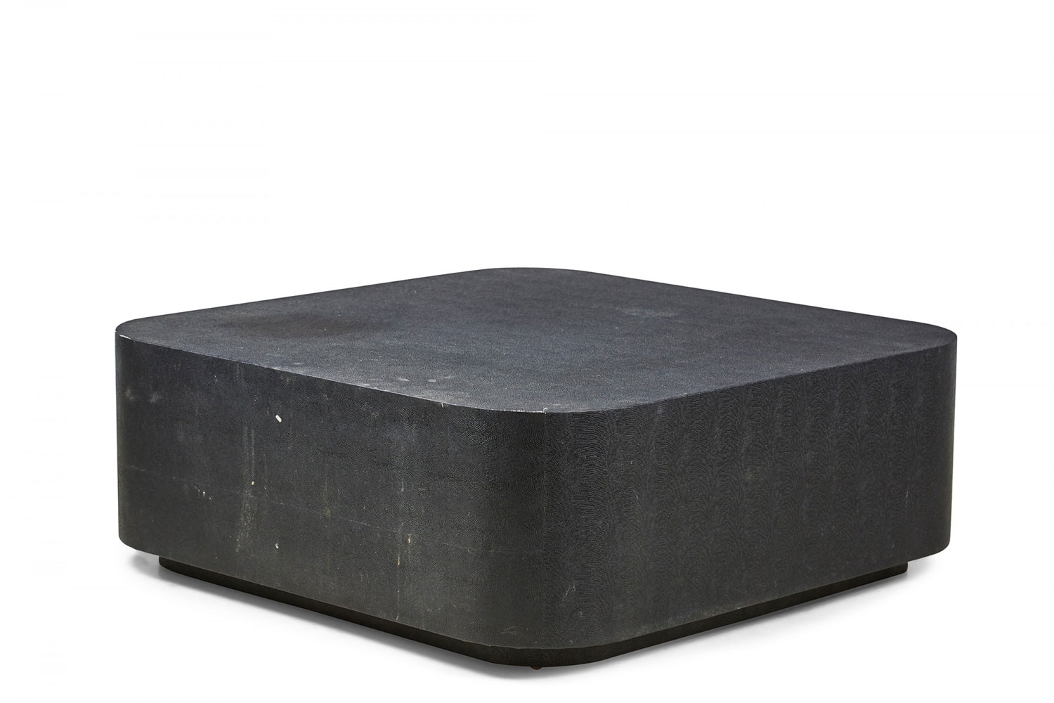 American Mid Century Black Faux Shagreen Square Coffee Table