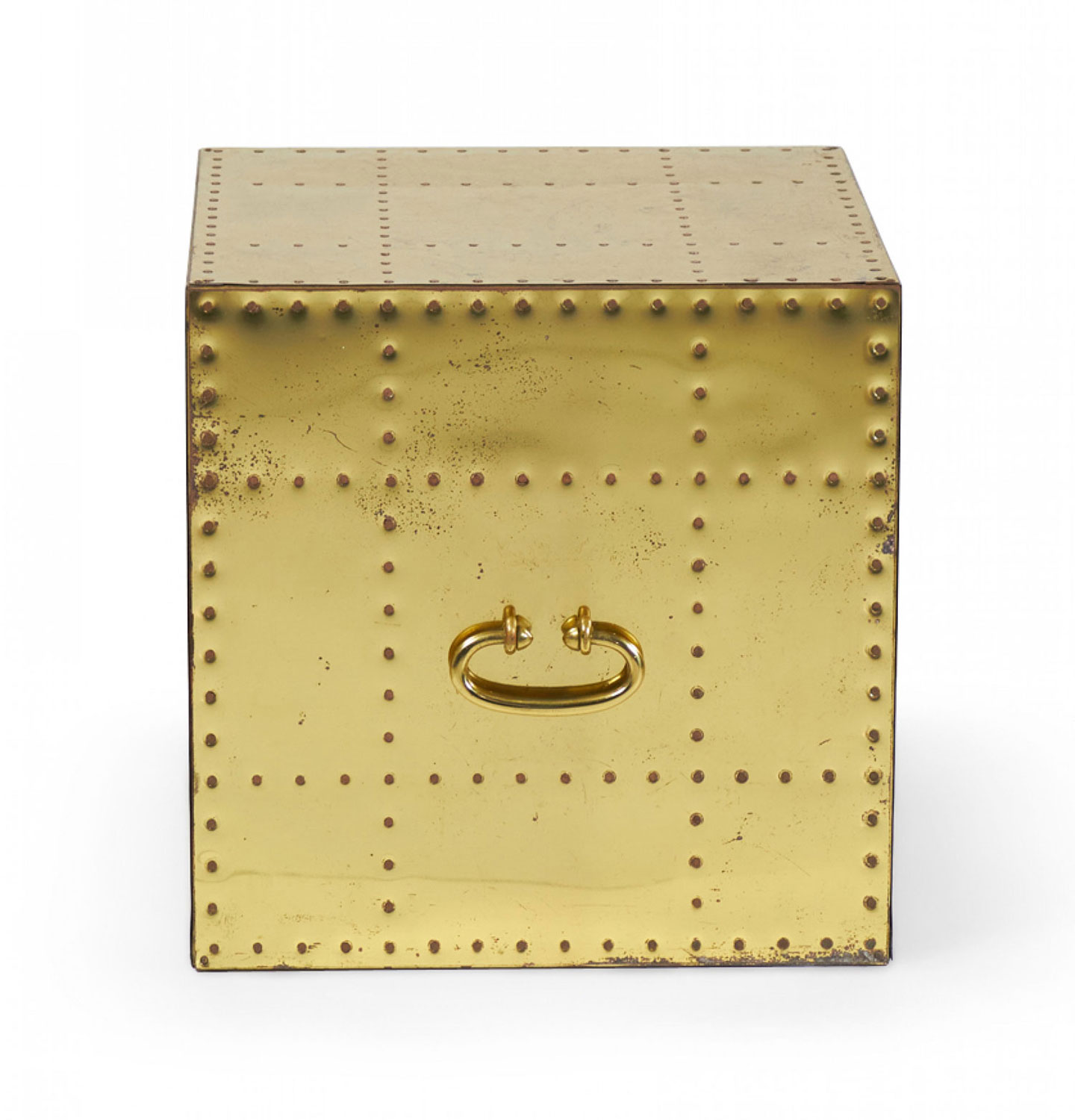 Sarreid Ltd Spanish High Style Brass Studded Cube Occasional Table 2