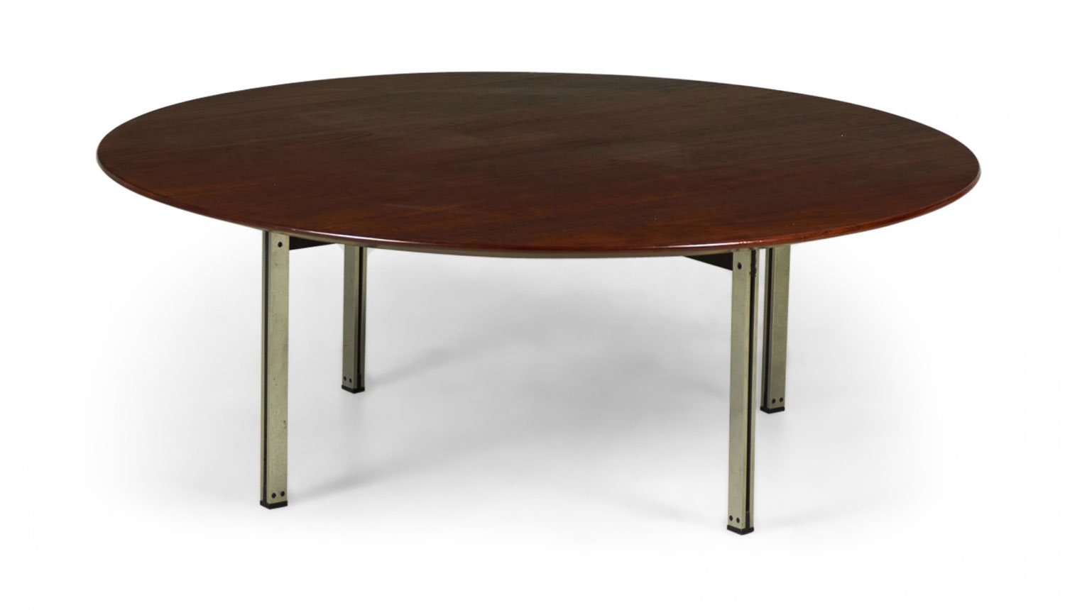 Florence Knoll American Mid Century Circular Parallel Bar Cocktail Coffee Table