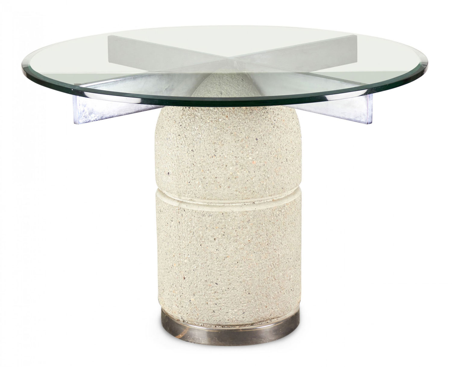 Giovanni Offredi for Saporiti Italian Paracarro Texture Concrete and Glass Dining Table
