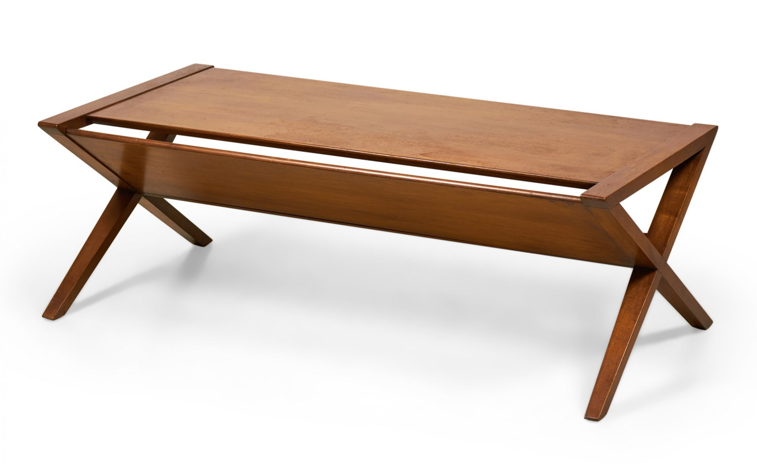 Founders American Mid Century X Frame Wooden Coffee Cocktail Table with Magazine Shelf