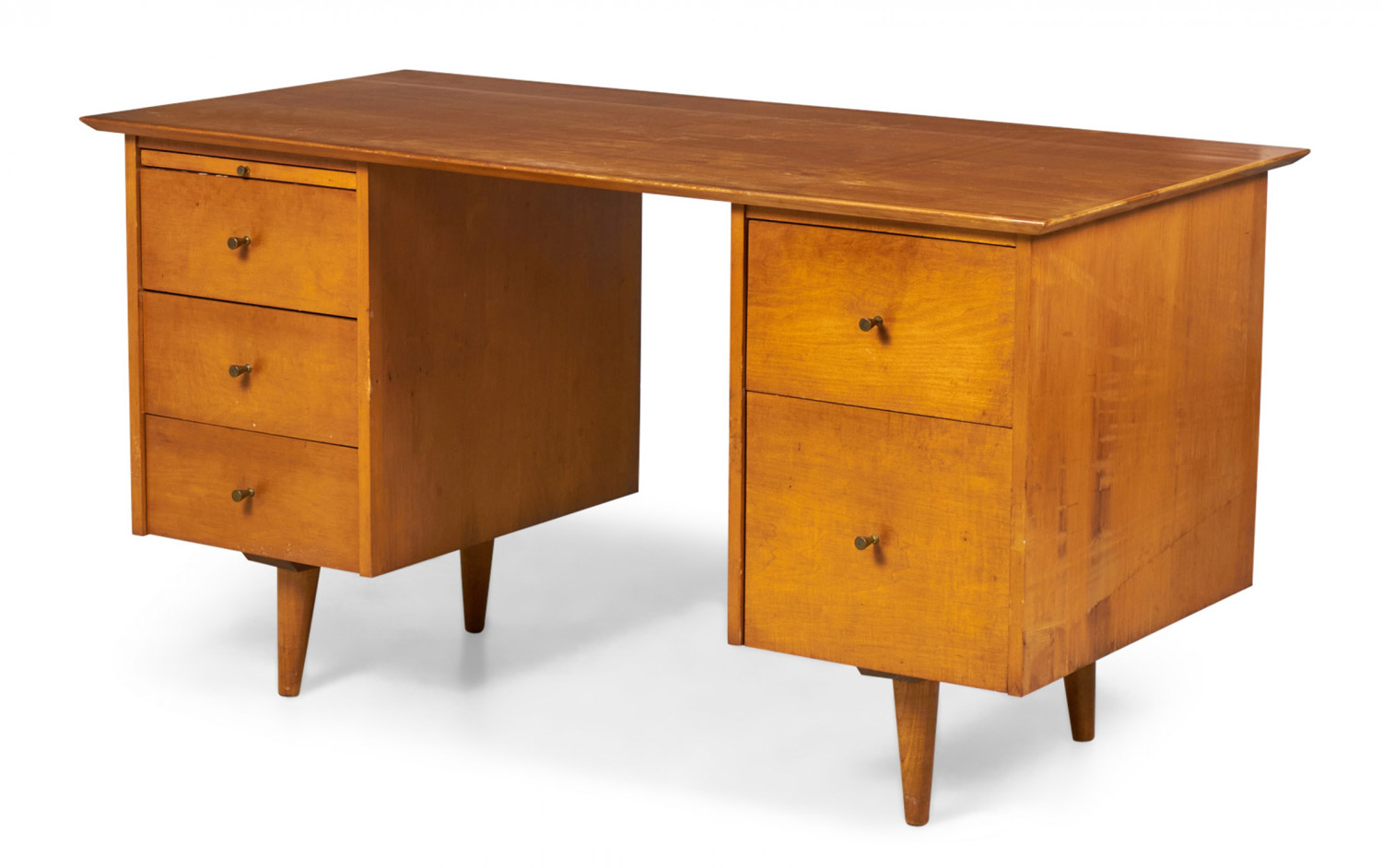 Paul McCobb for Winchendon American Mid Century Maple Double Pedestal Desk