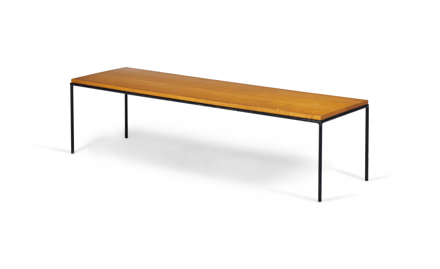 Paul McCobb American Mid Century Modern Blond Maple and Wrought Iron Cocktail Coffee Table