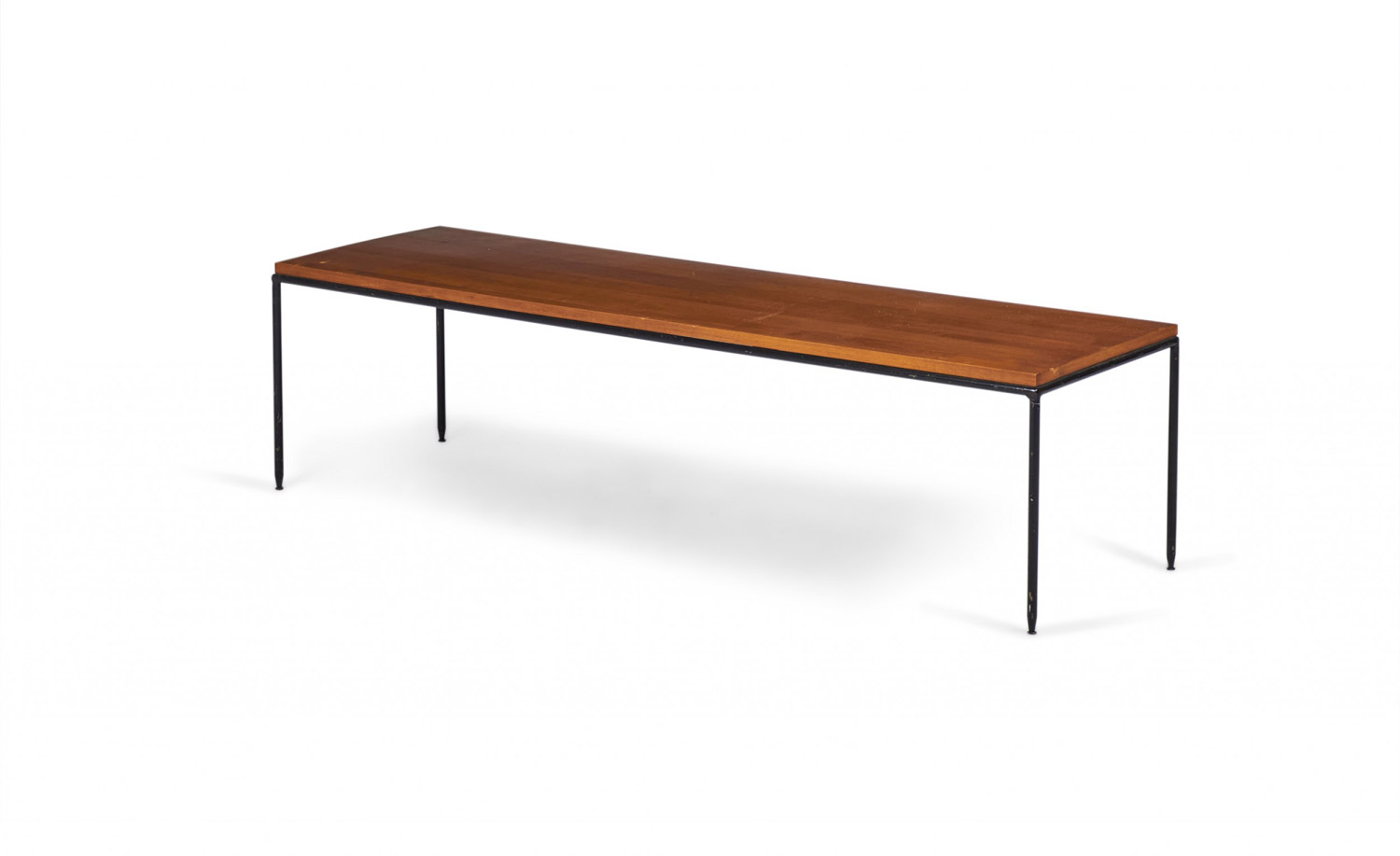 Paul McCobb American Mid Century Modern Tobacco Brown Maple and Wrought Iron Cocktail Coffee Table