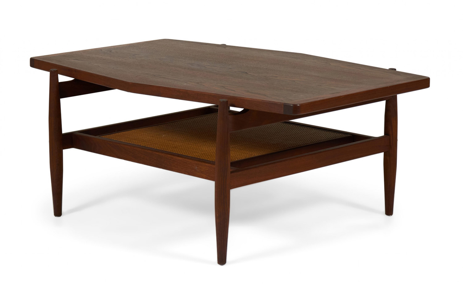 Jens Risom Mid Century Diamond Top Walnut and Caning Coffee Table 1