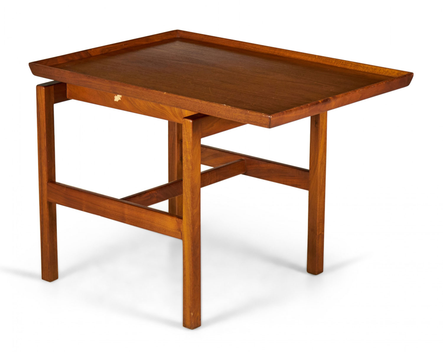 Jens Risom Danish Mid Century Walnut Cantilever End Side Table