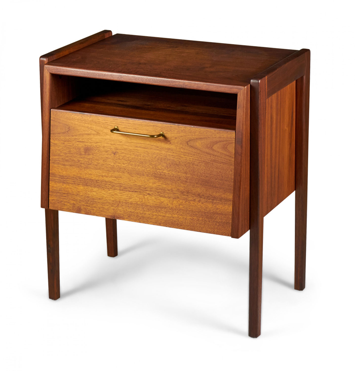Jens Risom Danish Mid Century Fall Front Walnut Bedside Table Commode