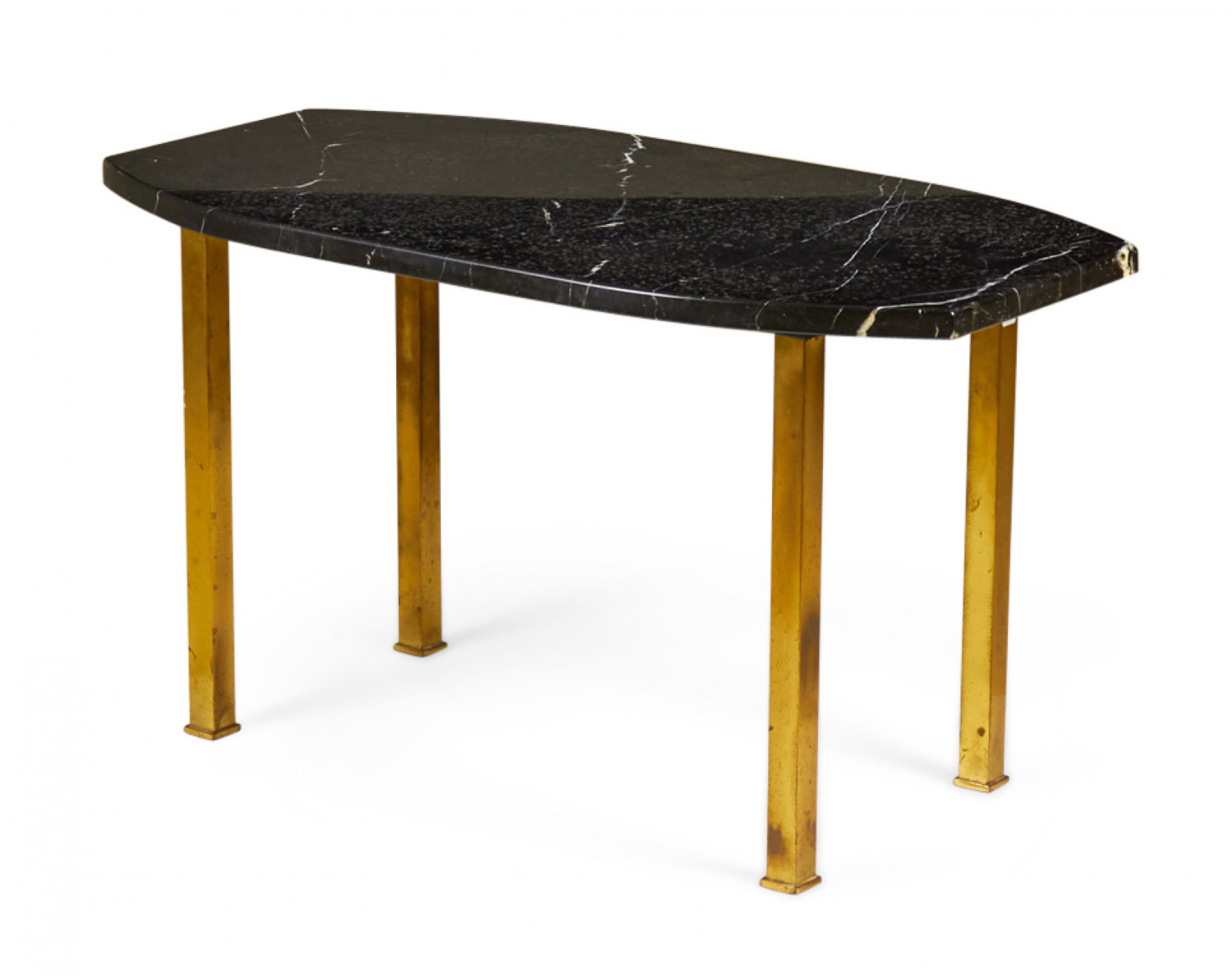 Harvey Probber American Mid Century Black Marble and Brass Cocktail Coffee Table