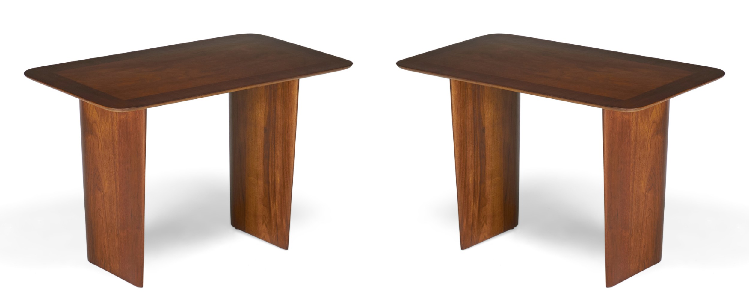 TH Robsjohn Gibbings for Widdicomb American Mid Century Wing Walnut End Tables
