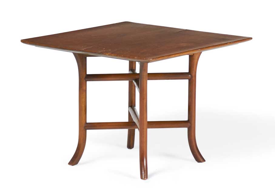 TH Robsjohn Gibbings for Widdicomb Furniture American Mid Century Walnut Square Crossed Trestle Occasional Table 3