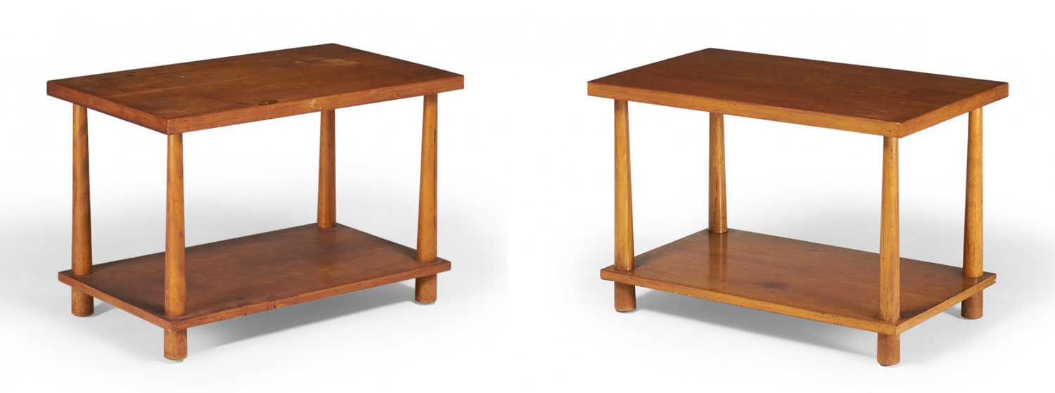 Pair of th robsjohn gibbings for widdicomb american mid century reverse tapered dowel leg end table 3