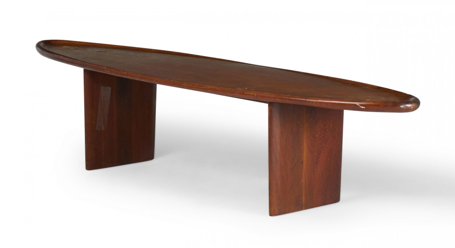TH Robsjohn Gibbings For Widdicomb Mid Century Mahogany Surfboard Cocktail Table