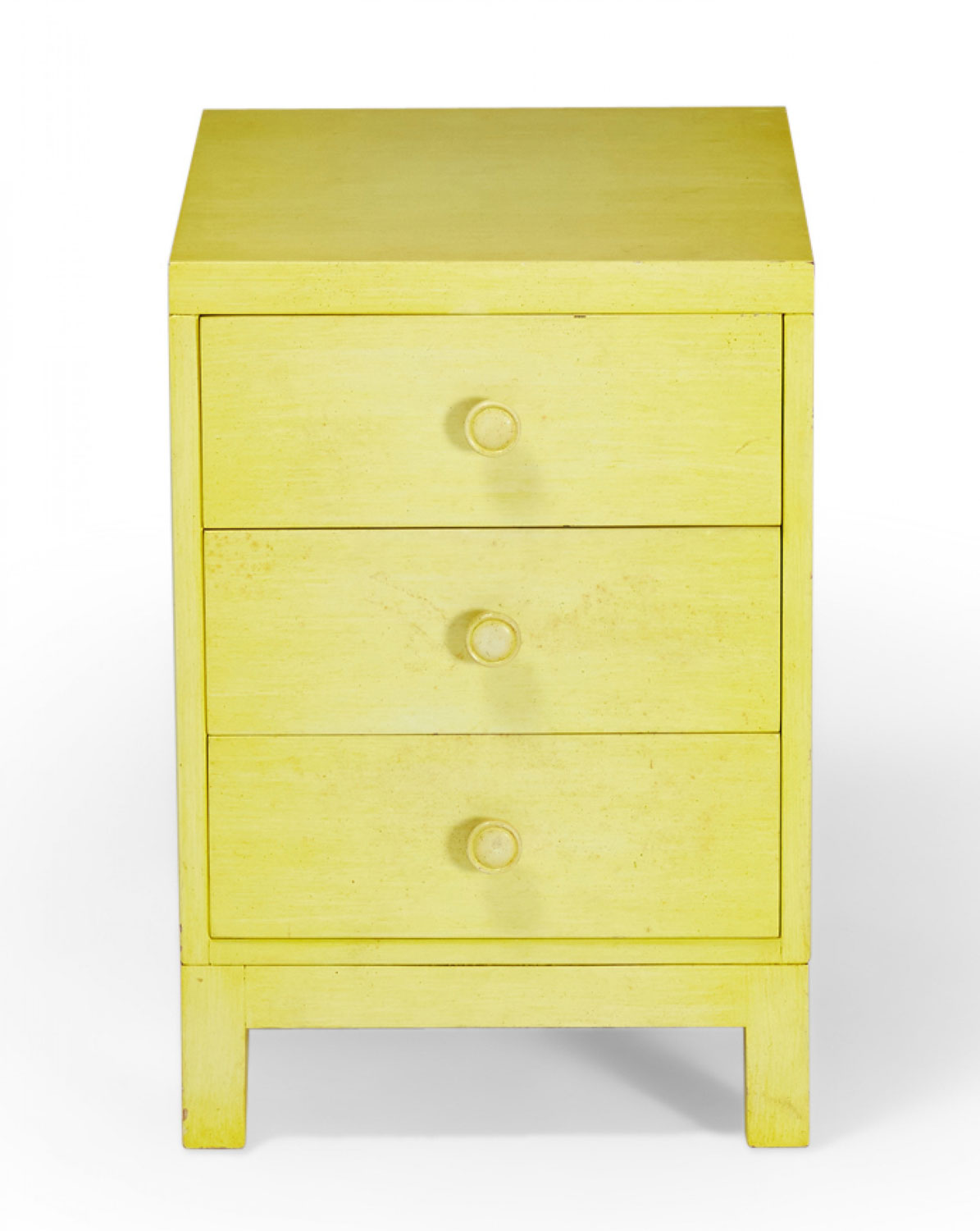 Widdicomb Modern American Mid Century Three Drawer Beige Painted Wooden Nightstand