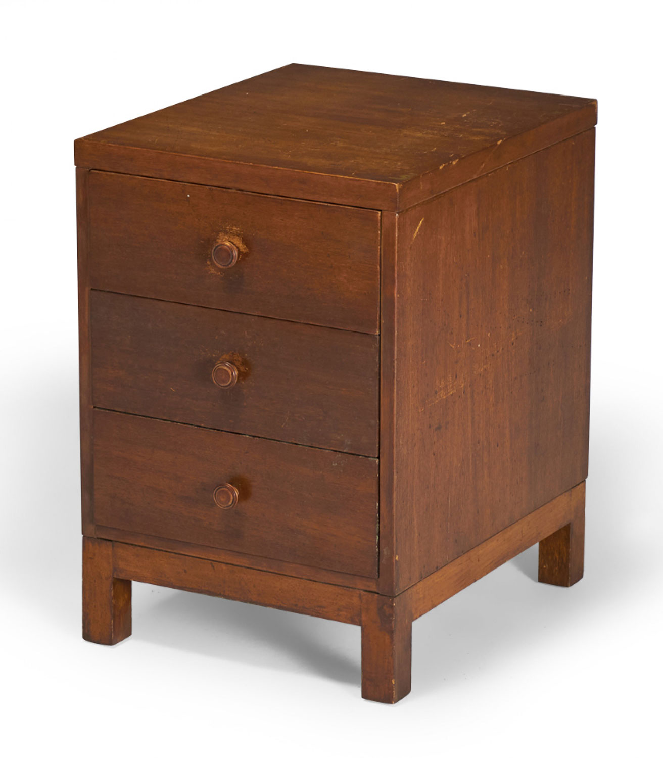 Widdicomb Modern American Mid Century Three Drawer Dark Stained Walnut Nightstand