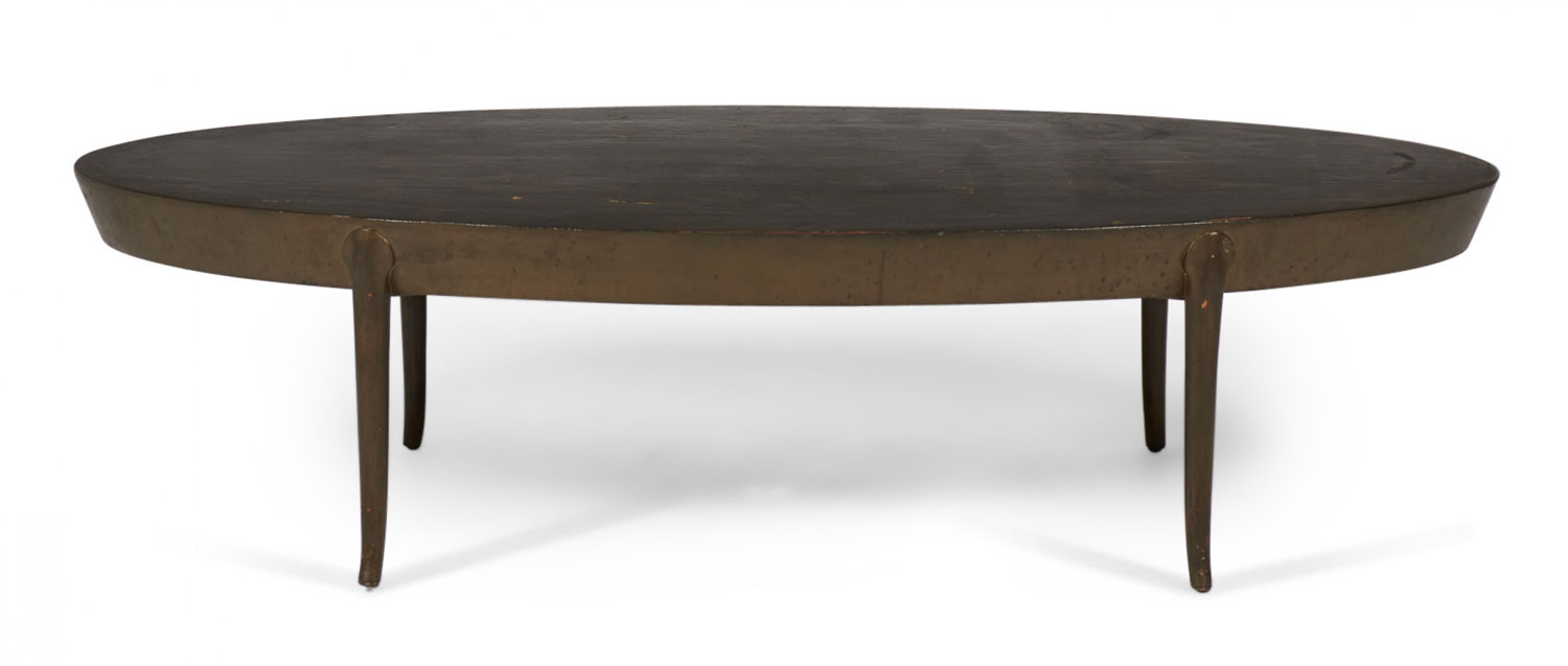 TH Robsjohn Gibbings American Mid Century Oval Wooden Cocktail Coffee Table