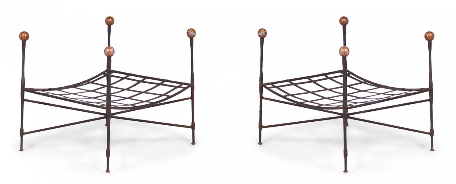 John Salterini American Mid Century Iron Outdoor Ottomans 1