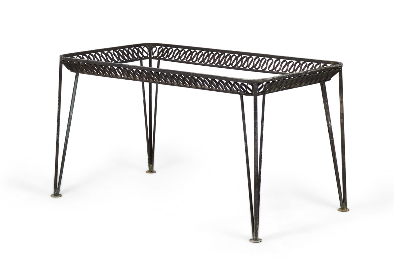 John Salterini American Mid Century Iron Outdoor Ribbon Rectangular Dining Table A