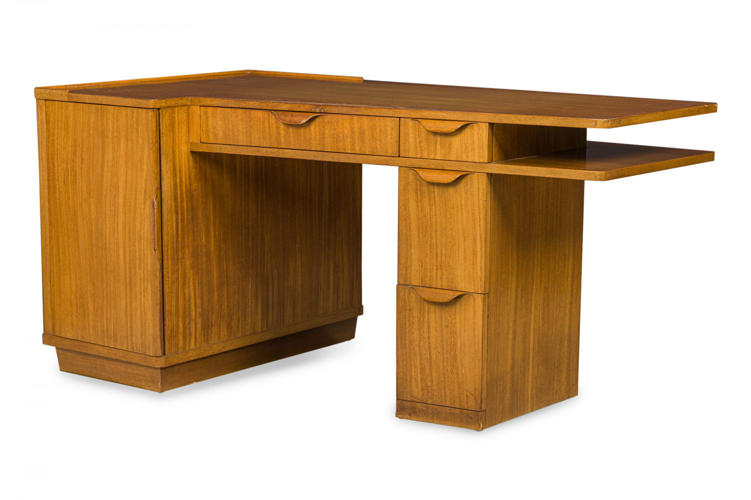 Edward J Wormley for Dunbar American Mid Century Wooden Wedge Top Pedestal Desk
