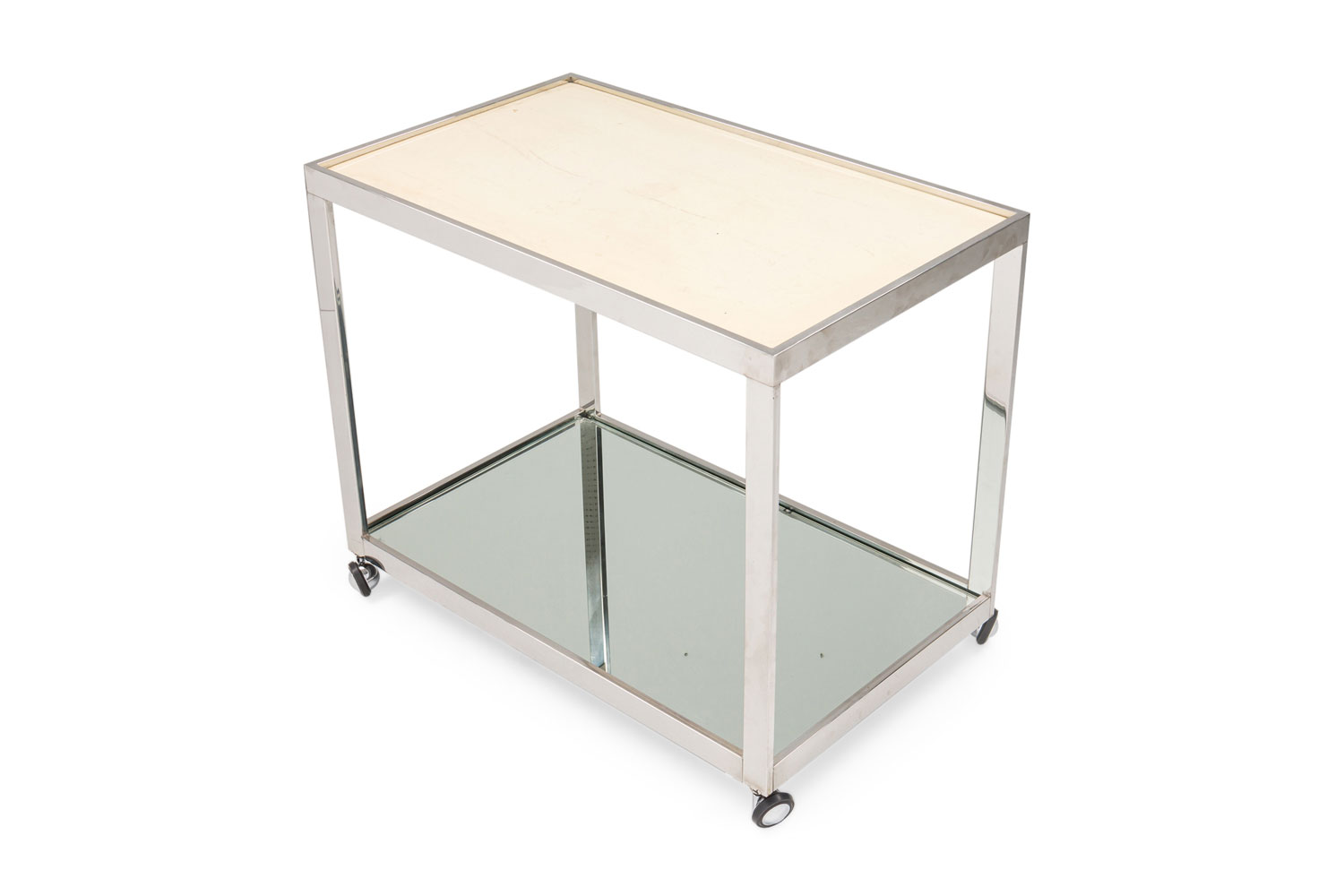 Milo Baughman American Mid Century Chrome and Glass Serving Trolley