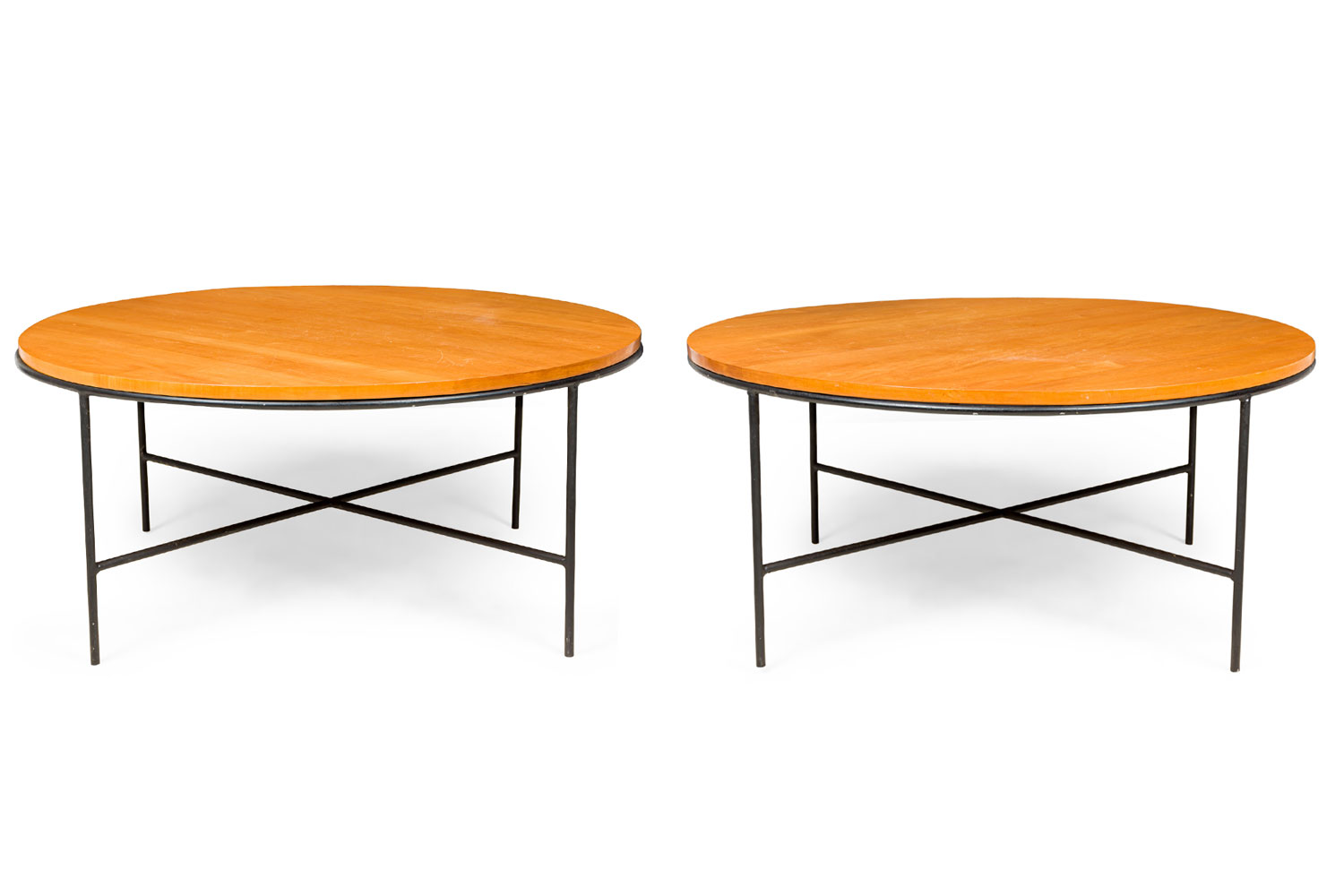 Paul McCobb for Winchendon Mid Century Planner Group Circular Maple and Iron Coffee Table