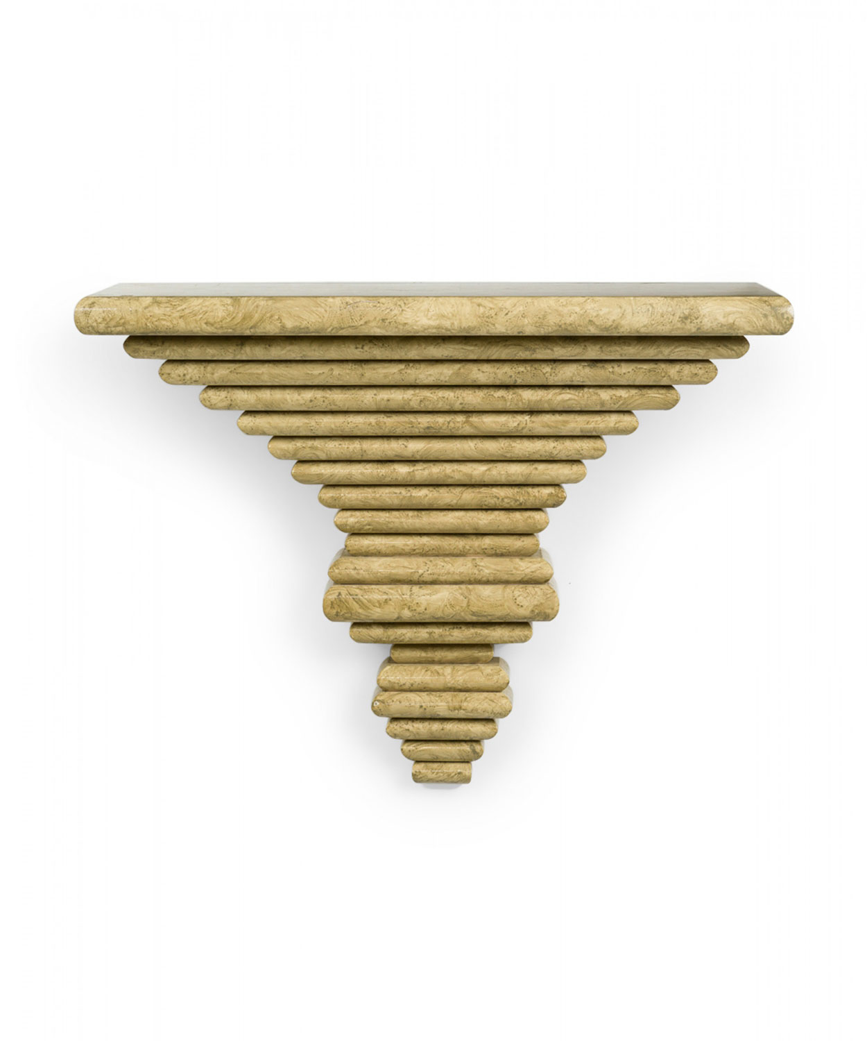 Italian Mid Century Tiered Beige Marbled Finish Wall Mounted Shelf Console