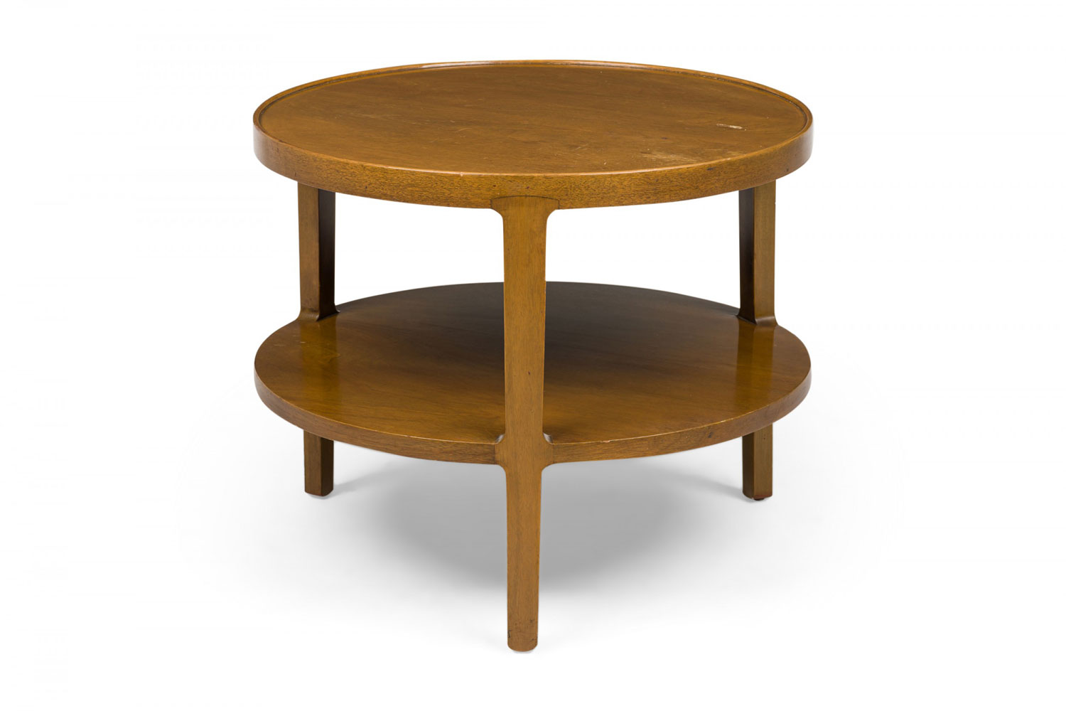 Edward J Wormley for Dunbar Furniture Mid Century Circular Blond Maple Two Tier End Side Table