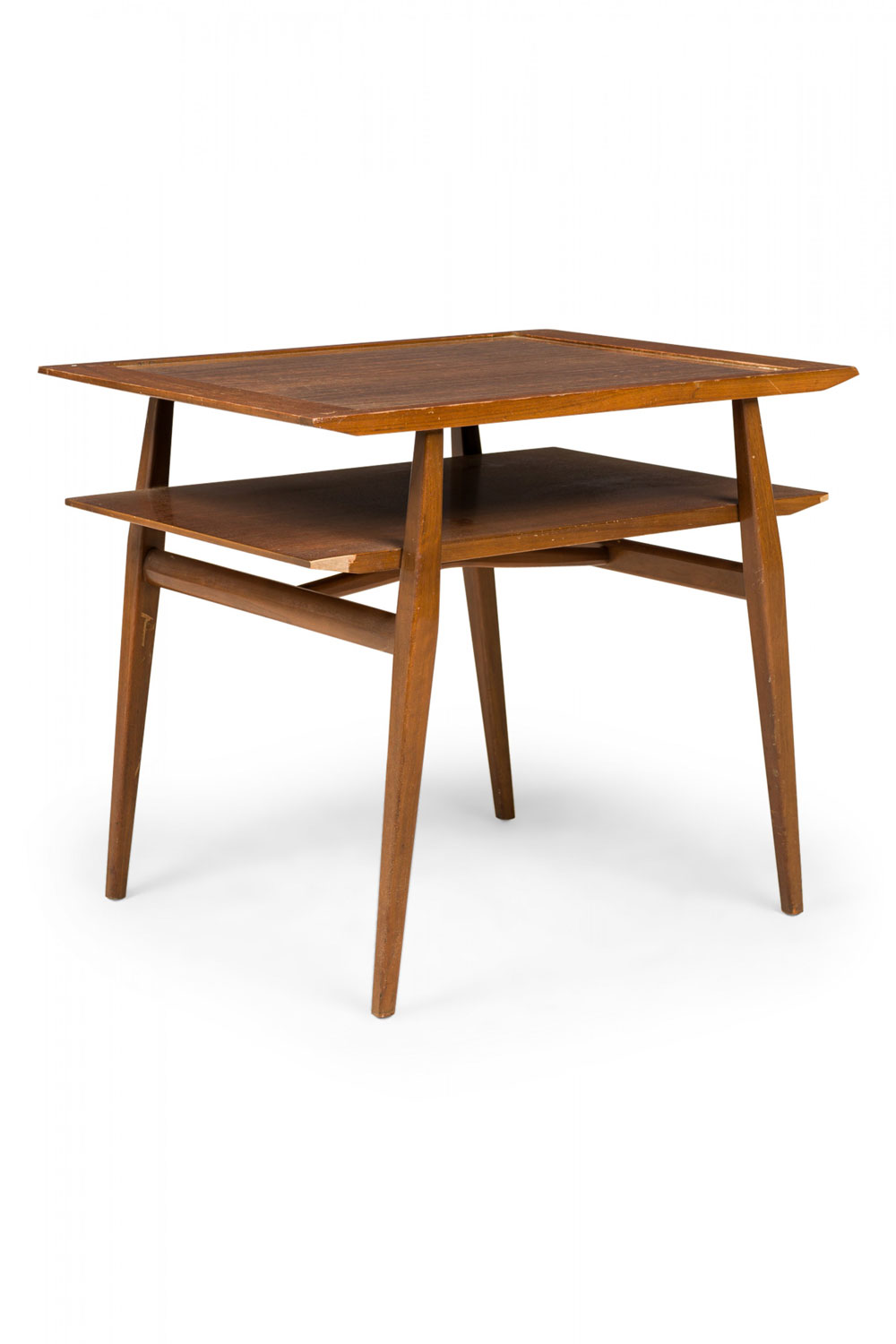 Bertha Schaefer for Singer Sons American Mid Century Two Tier Walnut and Laminate End Side Table