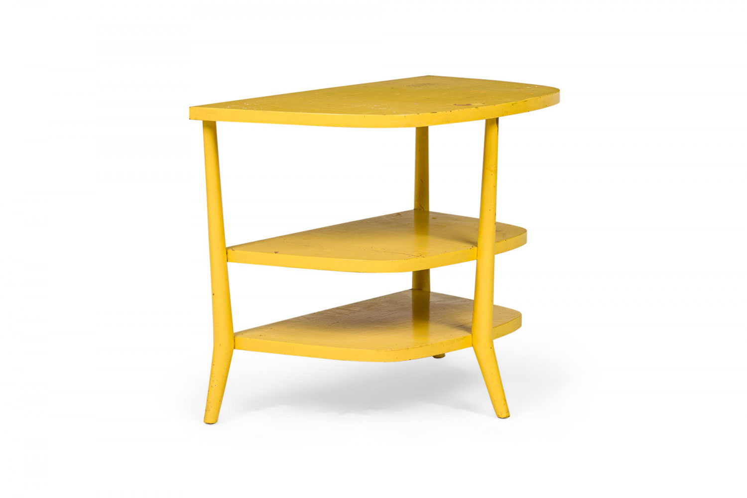 Bertha Schaefer for Singer Sons American Mid Century Three Tier Yellow Painted End Side Table