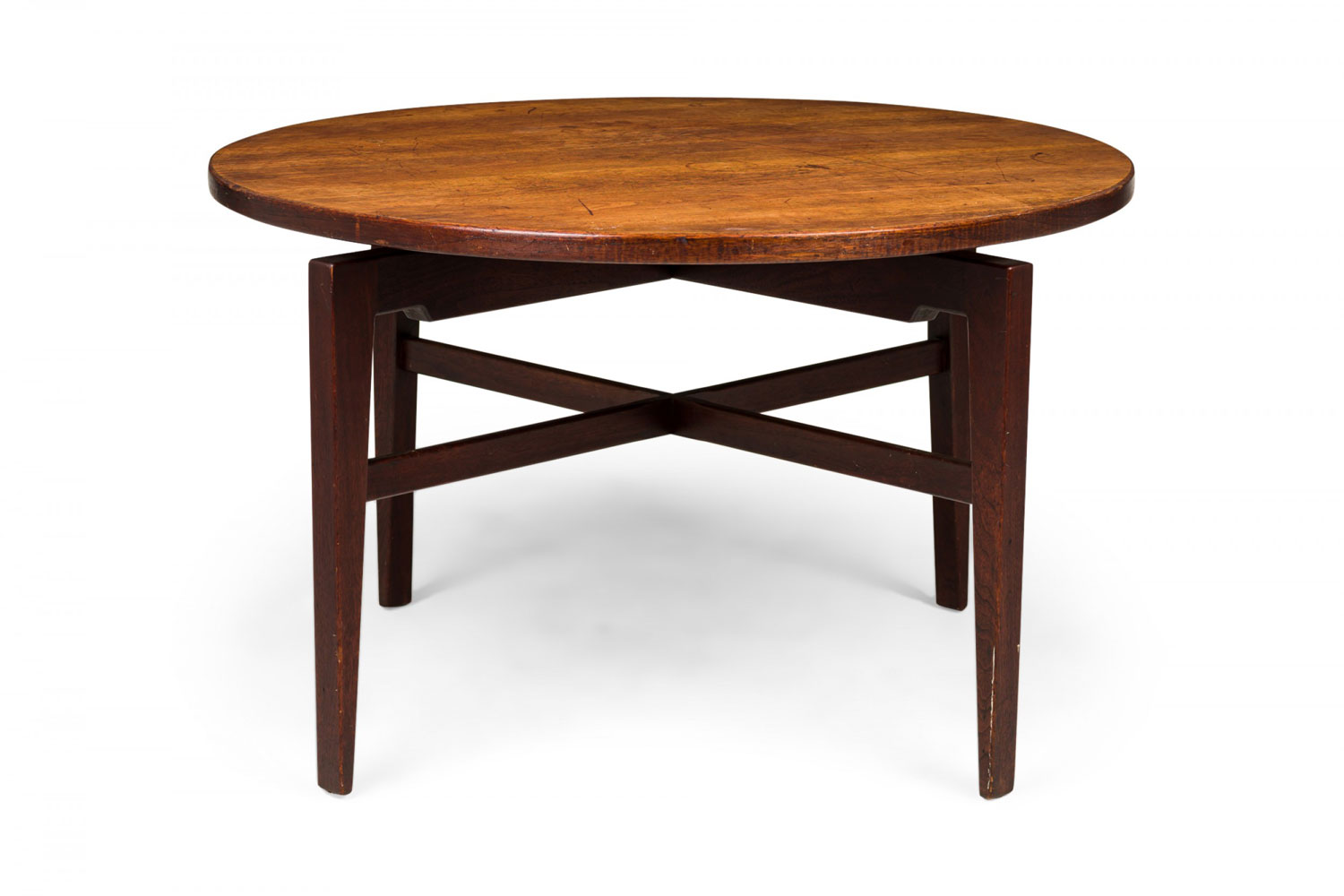 Danish Mid Century Circular Walnut Revolving Lazy Susan Dining Table 2