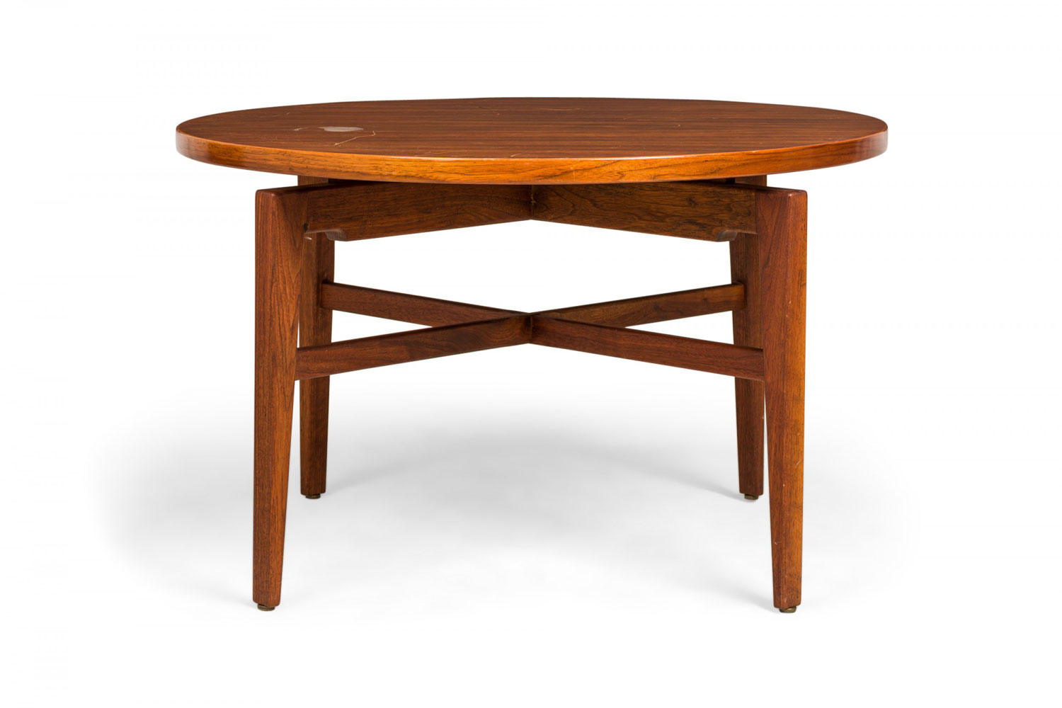 Danish Mid Century Circular Walnut Revolving Lazy Susan Dining Table 1
