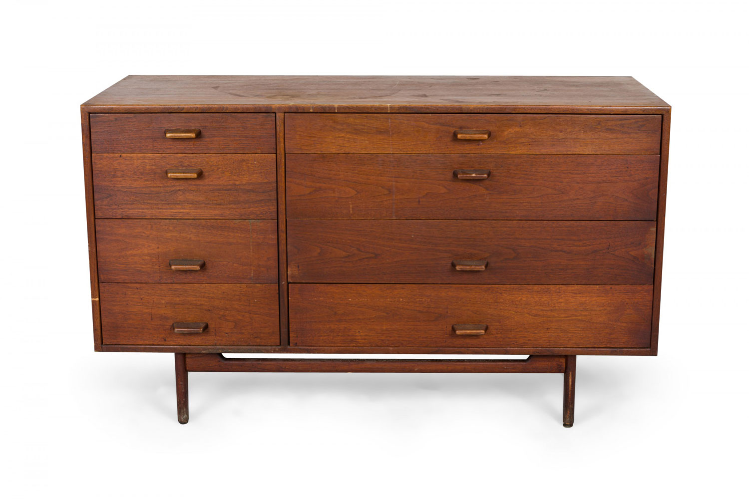 Jens Risom Danish Mid Century Walnut 8 Drawer Dresser Writing Desk 3
