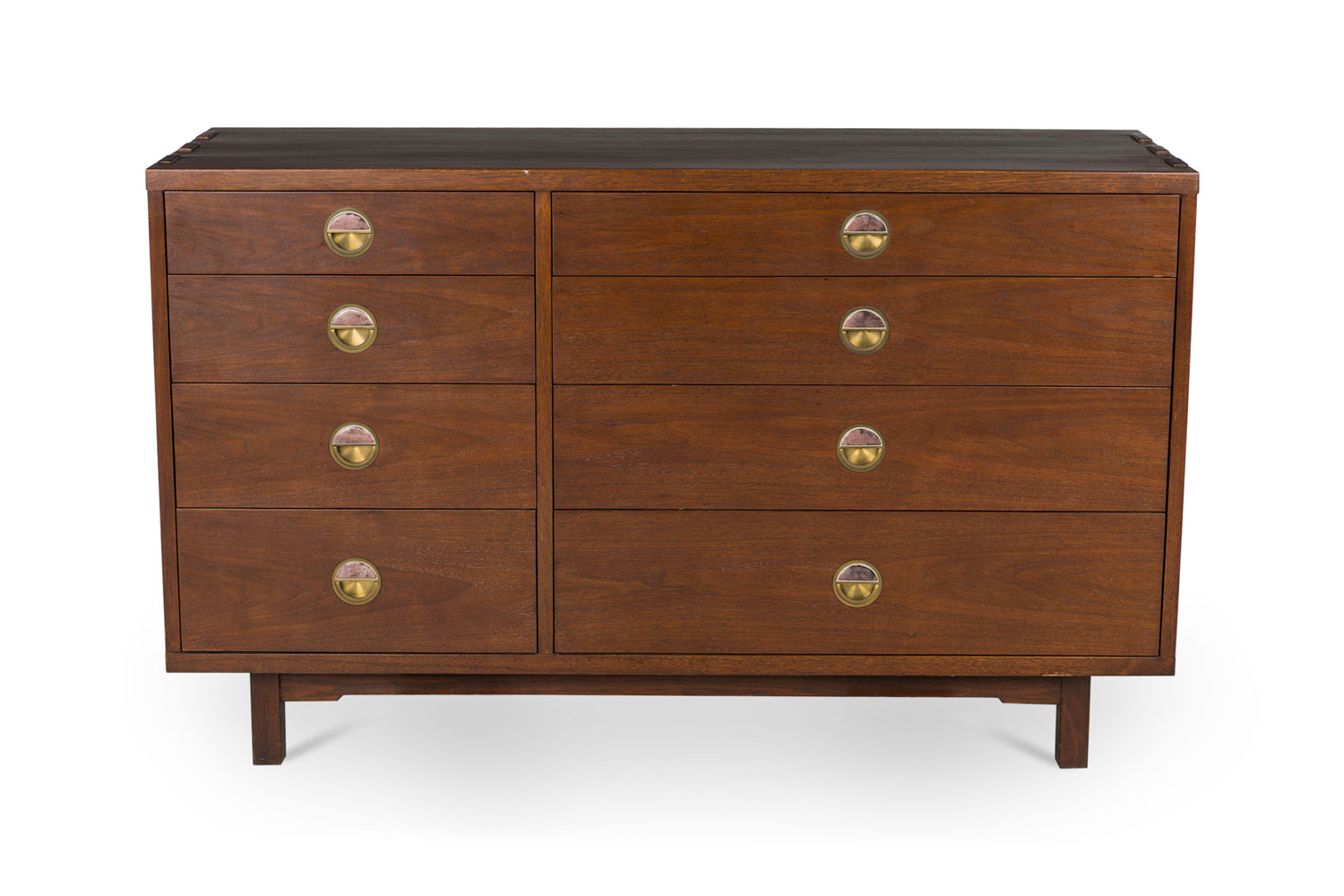 Edward Wormley for Dunbar Furniture Company American Mid Century Walnut and Natzler Tile Eight Drawer Chest