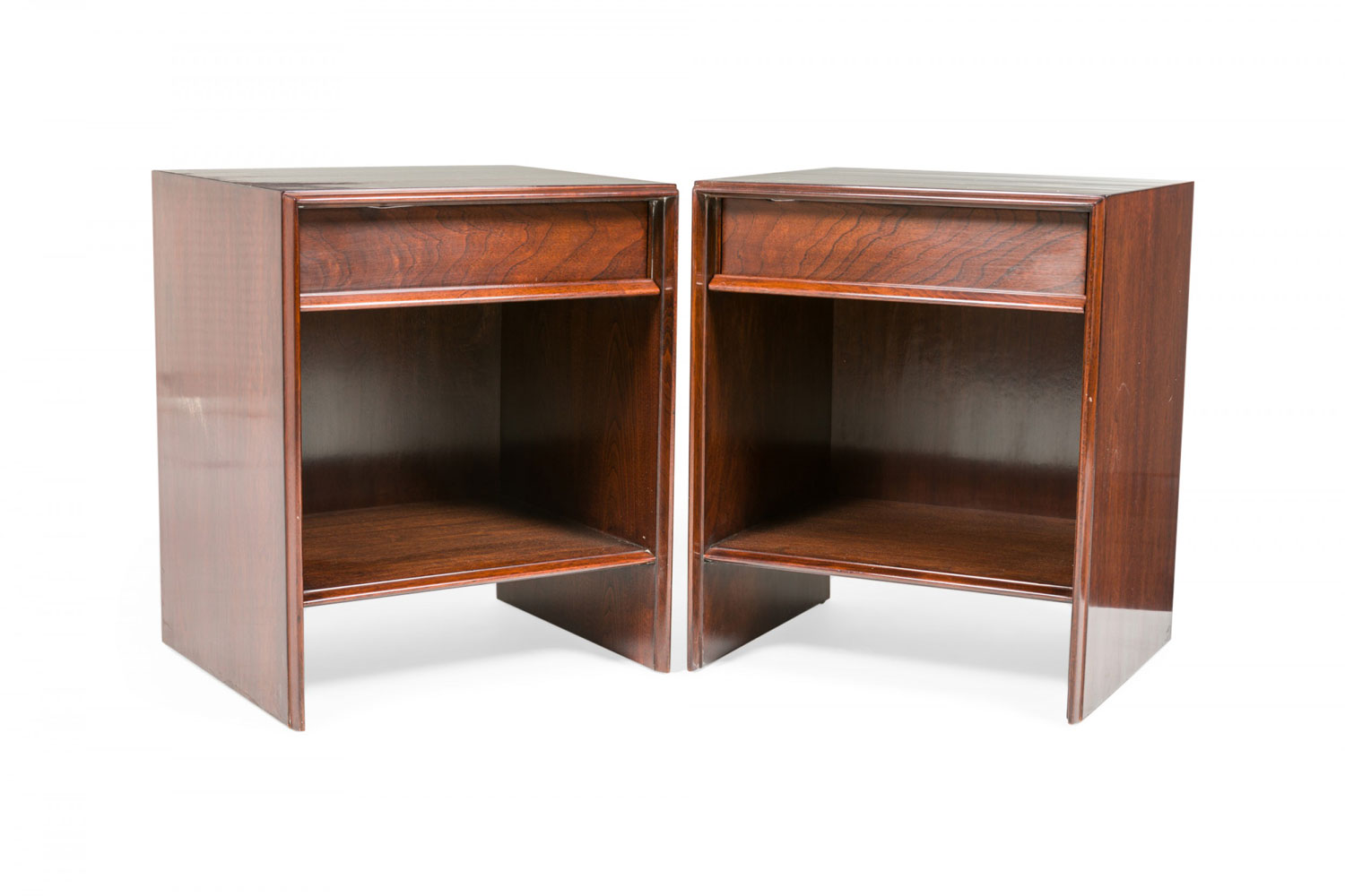 Pair of Widdicomb Furniture Co American Mid Century Walnut Commodes