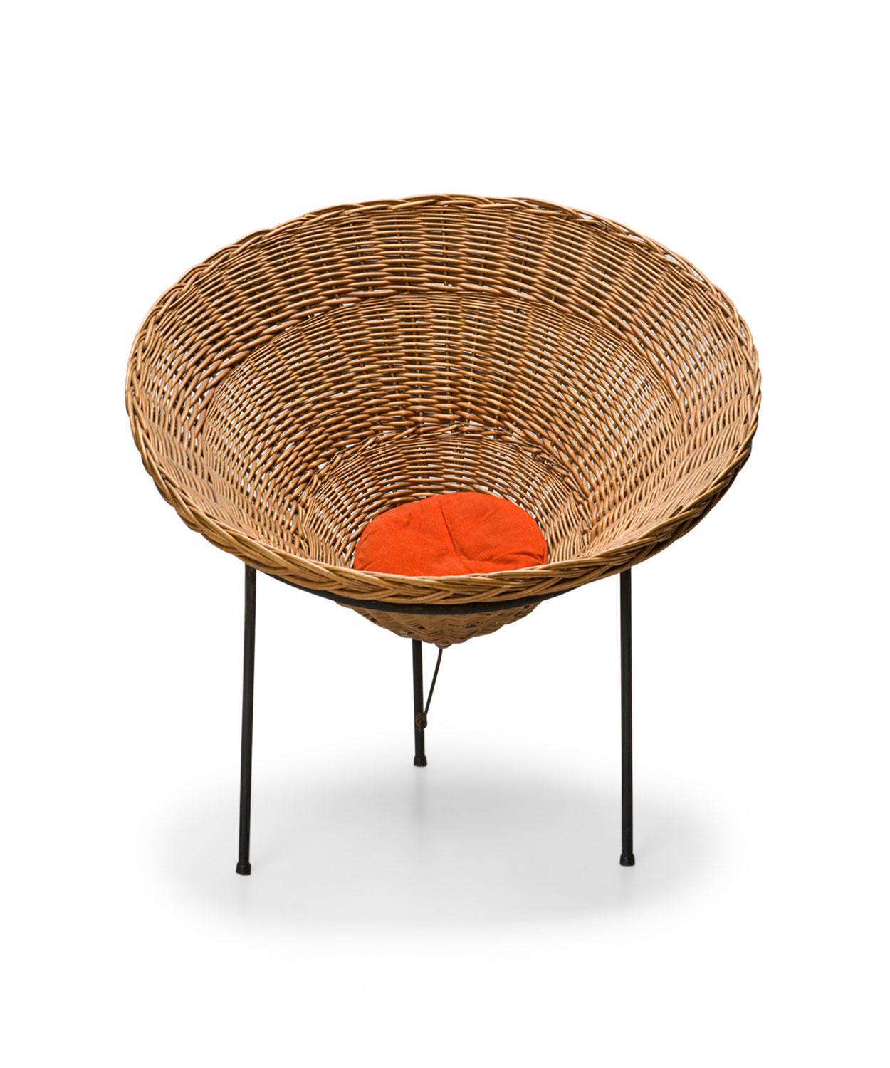 Italian Mid Century Woven Wicker Conical Basket Chair