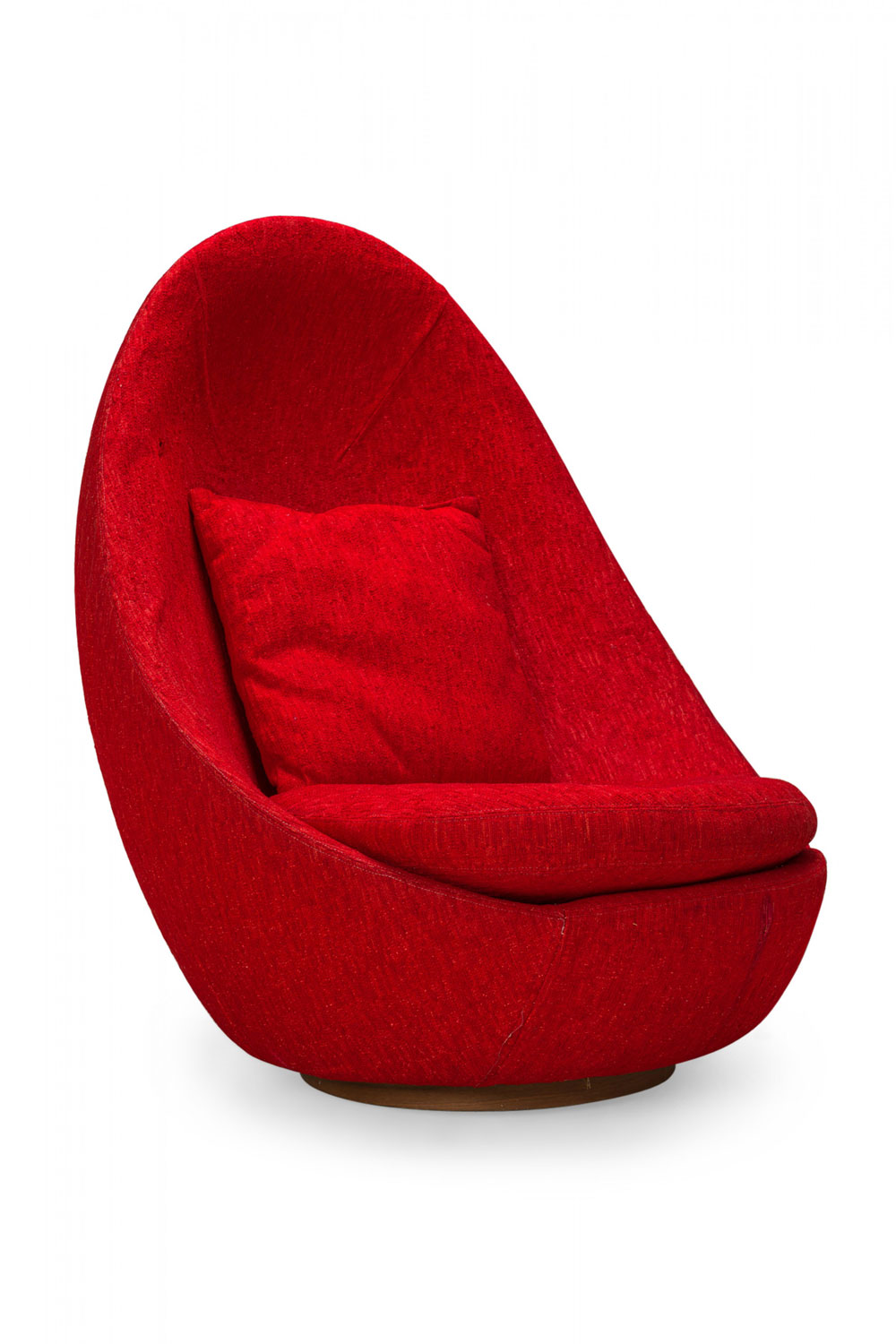 Milo Baughman American Mid Century Red Textured Upholstered Egg Chair