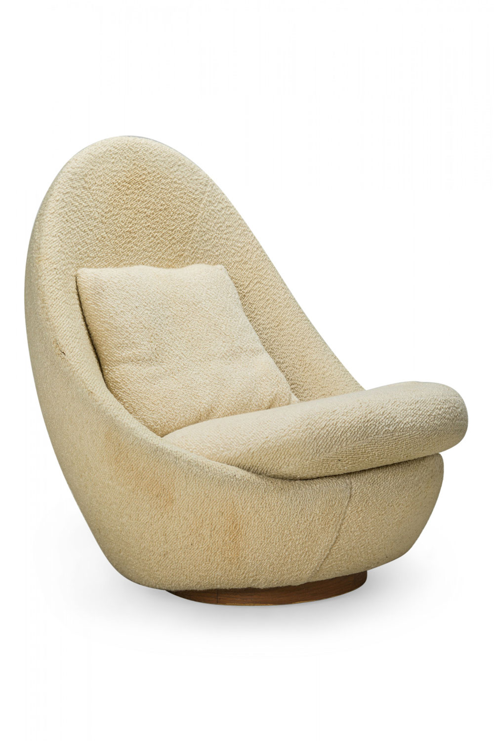 Milo Baughman American Mid Century Beige Textured Upholstered Egg Chair
