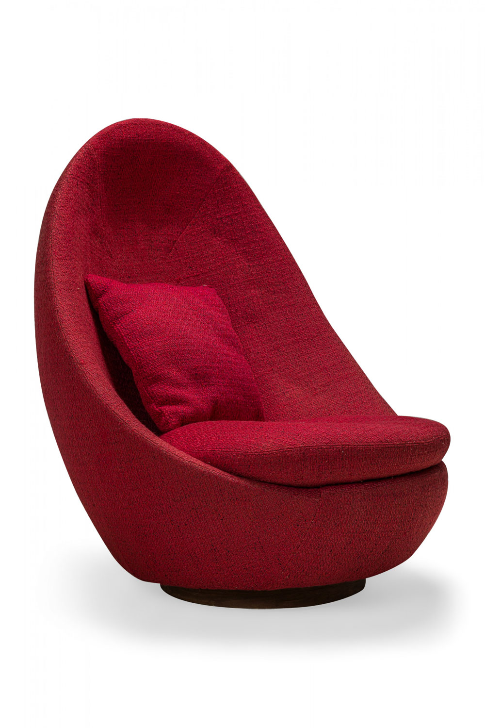 Milo Baughman American Mid Century Light Red Textured Upholstered Egg Chair