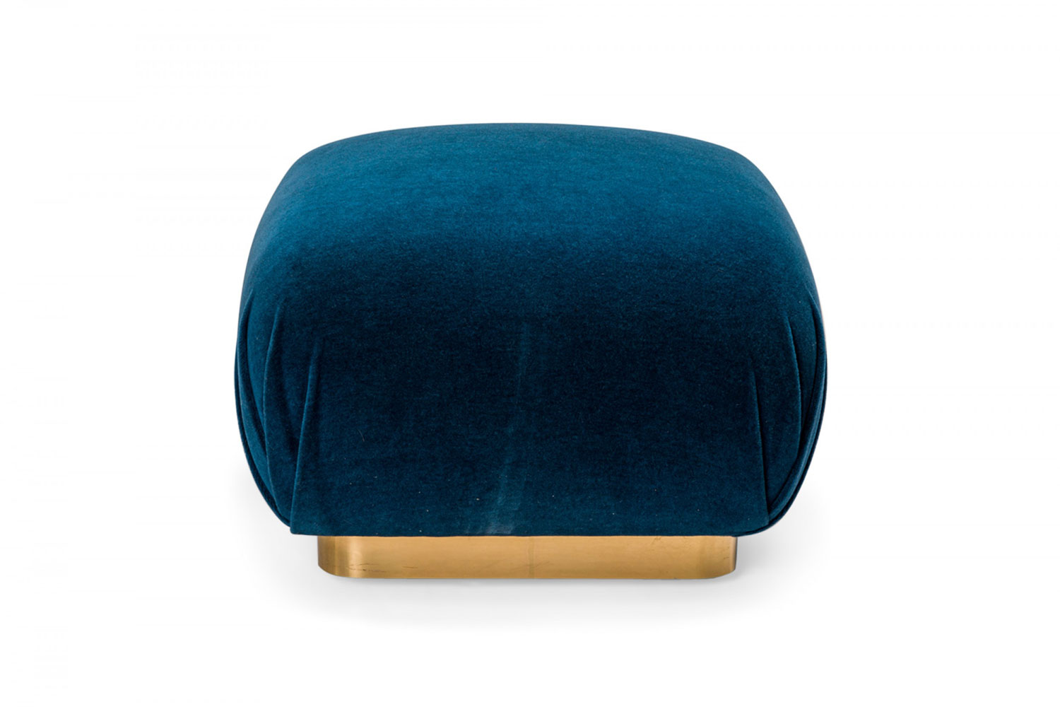 Karl Springer American Mid Century Blue Velvet and Steel Souffle Ottoman